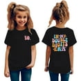 thumbnail image 1 of Curuila Kids Girls Shirt Short Sleeve Crew Neck Letter Print Tops For Children'S Ten Birthday Party Black Size 12-24 Months, 1 of 3