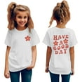 thumbnail image 1 of Curuila Kids Girls T Shirt Flower Letter Print Crew Neck Short Sleeve Summer Tops White Size 5-6 Years, 1 of 3