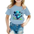 thumbnail image 1 of Curuila Kids Girls T Shirt Short Sleeve Casual Loose Fit Animal Print Crew Neck Summer Tops Light Blue Size 6-7 Years, 1 of 4