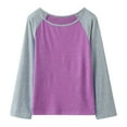 thumbnail image 1 of Curuila Kids Girls T Shirts Casual Long Sleeve Crew Neck Tops Patchwork Color Tee Autumn Clothes Purple Size 12-13 Years, 1 of 9