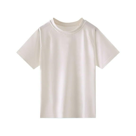Curuila Kids Girls Tops Short Sleeve Swim Shirt Quick Drying Crew Neck Solid Color Tee For Kids Girls Youth White Size 2-3 Years
