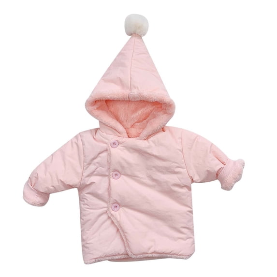 Curuila Kids Infant Girls Coat Long Sleeve Solid Color Hooded Jacket For Girls Winter Warm Comfortable Outerwear Size 6-12 Months