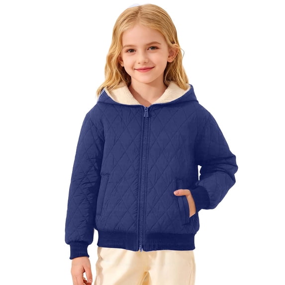 Curuila Kids Infant Girls Coat With Zipper Long Sleeve Solid Color Hooded Fleece Jacket For Girls Winter Warm Fashion Outerwear Size 3-4 Years