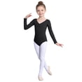 thumbnail image 1 of Curuila Kids Girls Romper Dance Wear Long Sleeve Solid Color V Neck Performances Stretch Comfortable Bodysuits Black Size 10-11 Years, 1 of 4