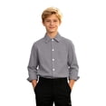 thumbnail image 1 of Curuila Kids Toddler Boys Shirt Long Sleeve Solid Color Lapel Button Down Shirts For Boys Loose Fit Casual Tops Grey Size 13-14 Years, 1 of 7