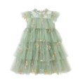 thumbnail image 1 of Curuila Kids Toddler Girls Mesh Dress Flutter Sleeve Floral Embroider Crew Neck Party Comfort Dresses For Girls Size 3-4 Years, 1 of 5