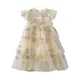 thumbnail image 1 of Curuila Kids Toddler Girls Mesh Dress Flutter Sleeve Floral Embroider Crew Neck Party Comfort Dresses For Girls Size 5-6 Years, 1 of 5