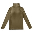 thumbnail image 1 of Curuila Long Sleeve Shirts For Women High Neck Slim Fit Solid Color Lightweight Casual Summer T Shirt Army Green Size M, 1 of 5