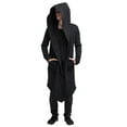thumbnail image 1 of Curuila Men Hooded Solid Color Coat With Pocket Fashion Long Jacket Cardigan Long Sleeve Outwear Blouse Black Size L, 1 of 8