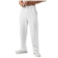 thumbnail image 1 of Curuila Men Pants Solid Color Drawstring Waistband Wide Leg Soft Comfort Long Trousers With Pocket White Size L, 1 of 7