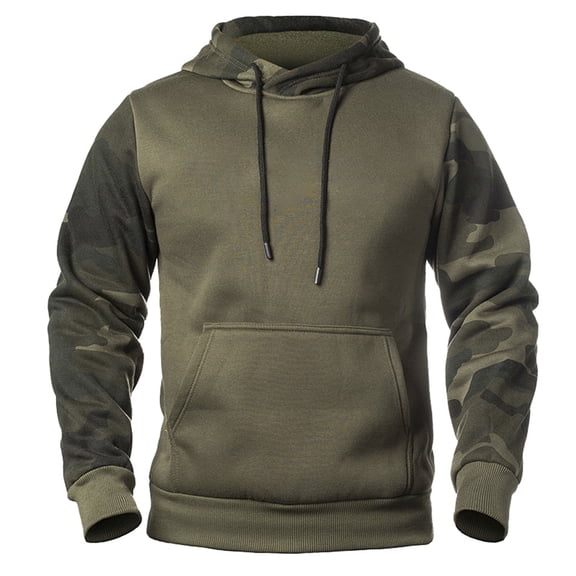 Curuila Mens Hoodies Camouflage Print Long Sleeve Pullover With Pocket Fashion Sport Warm Autumn Winter Sweatshirt Green Size 2Xl