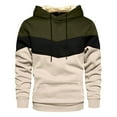 thumbnail image 1 of Curuila Mens Hoodies Color Block Long Sleeve Pullover With Pocket Fashion Loose Soft Autumn Winter Sweatshirt Army Green Size L, 1 of 2