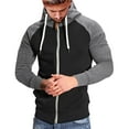 thumbnail image 1 of Curuila Mens Hoodies Color Block Long Sleeve Zipper Pullover With Pocket Fashion Loose Warm Autumn Winter Sweatshirt Black Size L, 1 of 6