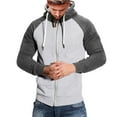 thumbnail image 1 of Curuila Mens Hoodies Color Block Long Sleeve Zipper Pullover With Pocket Fashion Loose Warm Autumn Winter Sweatshirt Gray Size Xl, 1 of 7