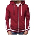 thumbnail image 1 of Curuila Mens Hoodies Color Block Long Sleeve Zipper Pullover With Pocket Fashionable Soft Spring Autumn Sweatshirt Red Size 3Xl, 1 of 7