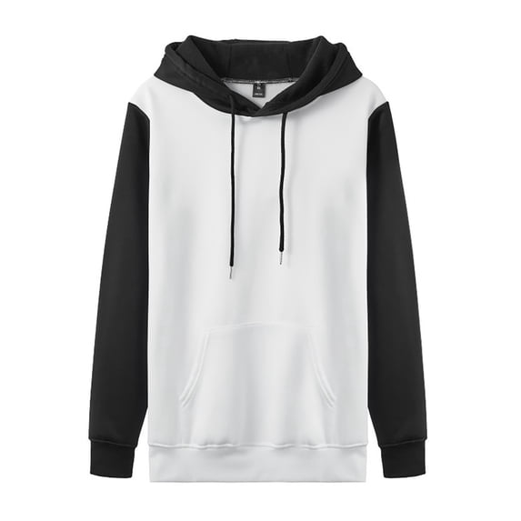 Curuila Mens Hoodies Pullover With Pocket Long Sleeve Hooded Color Block Sweatshirt For Men Loose Fit Comfortable Tops Black Size L