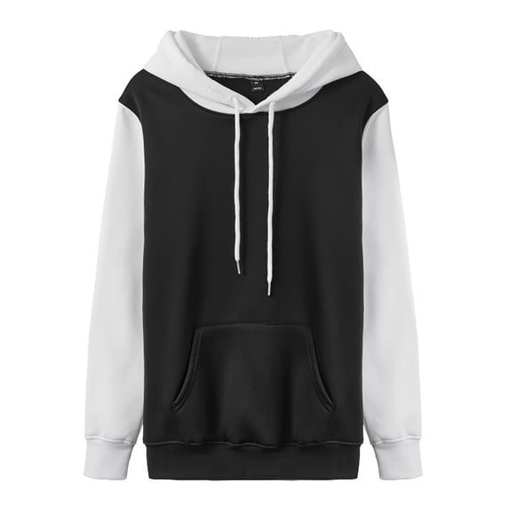 Curuila Mens Hoodies Pullover With Pocket Long Sleeve Hooded Color Block Sweatshirt For Men Loose Fit Comfortable Tops White Size 4Xl