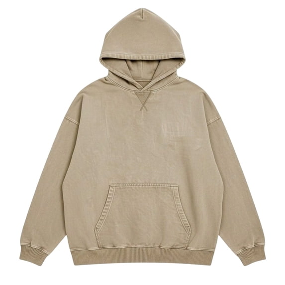 Curuila Mens Hoodies Pullover With Pocket Long Sleeve Hooded Solid Color Sweatshirt For Men Loose Fit Fashionable Soft Tops Beige Size L