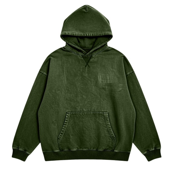 Curuila Mens Hoodies Pullover With Pocket Long Sleeve Hooded Solid Color Sweatshirt For Men Loose Fit Fashionable Soft Tops Dark Green Size S