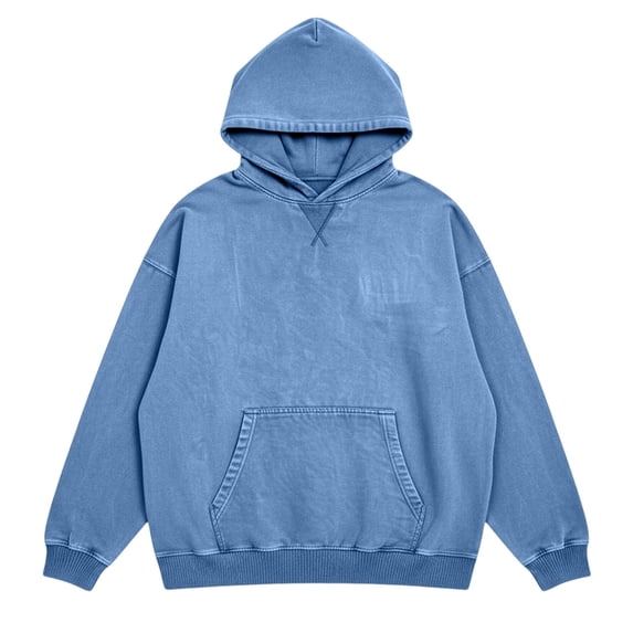 Curuila Mens Hoodies Pullover With Pocket Long Sleeve Hooded Solid Color Sweatshirt For Men Loose Fit Fashionable Soft Tops Light Blue Size Xl