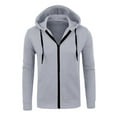 thumbnail image 1 of Curuila Mens Hoodies Solid Color Long Sleeve Zipper Pullover With Pocket Fashion Soft Warm Autumn Winter Sweatshirt Gray Size L, 1 of 5