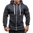 thumbnail image 1 of Curuila Mens Hoodies Solid Color Long Sleeve Zipper Pullover With Pocket Fashion Soft Warm Autumn Winter Sweatshirt Gray Size L, 1 of 3