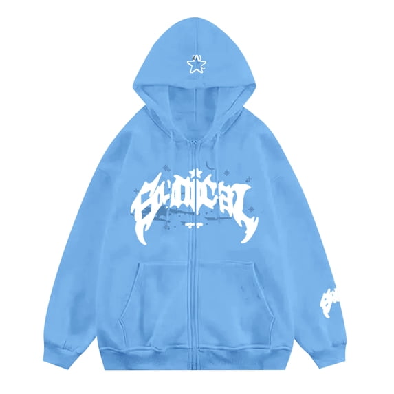 Curuila Mens Hoodies With Pocket Zipper Letter Print Long Sleeve Hooded Sweatshirt For Men Spring Autumn Fashion Cardigan Size L