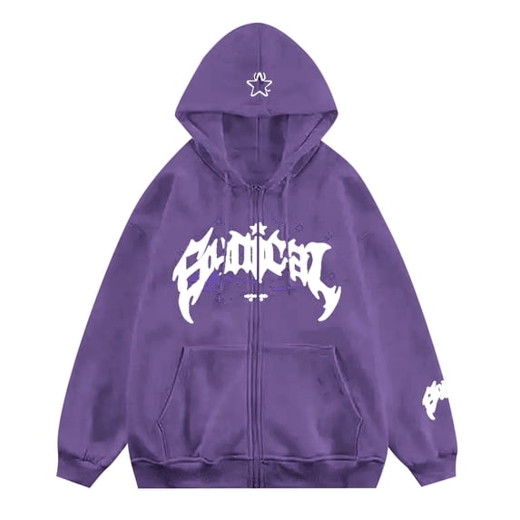 Curuila Mens Hoodies With Pocket Zipper Letter Print Long Sleeve Hooded Sweatshirt For Men Spring Autumn Fashion Cardigan Size M
