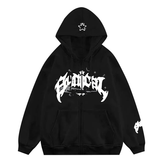 Curuila Mens Hoodies With Pocket Zipper Letter Print Long Sleeve Hooded Sweatshirt For Men Spring Autumn Fashion Cardigan Size S
