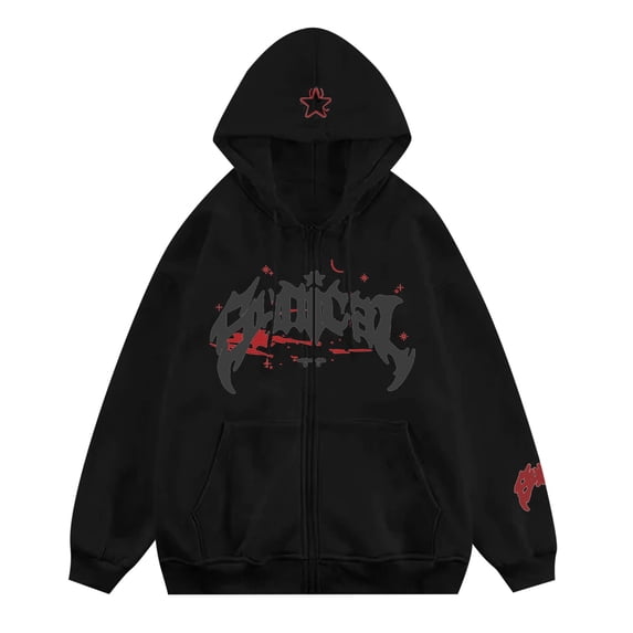 Curuila Mens Hoodies With Pocket Zipper Letter Print Long Sleeve Hooded Sweatshirt For Men Spring Autumn Fashion Cardigan Size Xl