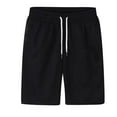 thumbnail image 1 of Curuila Mens Shorts Solid Color Elastic Drawstring Loose Fit Summer Comfortable Shorts Black Size M, 1 of 2
