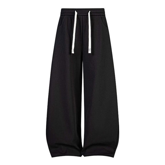 Curuila Mens Sweatpants Solid Color Drawstring Straight Leg Pants For Men Loose Fit Fashionable Joggers Trousers Size 3Xl