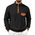 thumbnail image 1 of Curuila Mens Sweatshirt Button Down Long Sleeve Solid Color Stand Collar Pullover Sweatshirts Loose Fit Comfort Pullover Tops Size L, 1 of 5