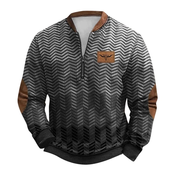 Curuila Mens Sweatshirt Half Zip Long Sleeve Graphic Print Crew Neck Pullover Sweatshirts Loose Fit Comfortable Pullover Tops Size 4Xl