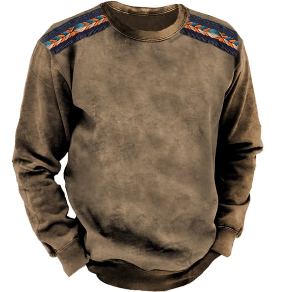 Curuila Mens Sweatshirt Long Sleeve Graphic Print Crew Neck Pullover Sweatshirts Autumn Winter Comfortable Pullover Tops Size 2Xl