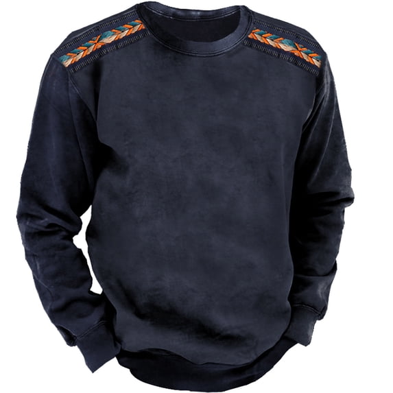 Curuila Mens Sweatshirt Long Sleeve Graphic Print Crew Neck Pullover Sweatshirts Autumn Winter Comfortable Pullover Tops Size L