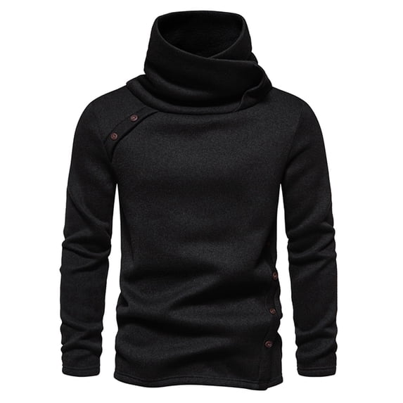 Curuila Mens Sweatshirt Long Sleeve Solid Color High Neck Pullover Sweatshirts Autumn Winter Comfort Pullover Tops Size L