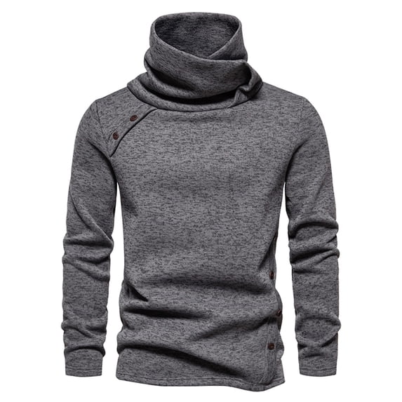 Curuila Mens Sweatshirt Long Sleeve Solid Color High Neck Pullover Sweatshirts Autumn Winter Comfort Pullover Tops Size M