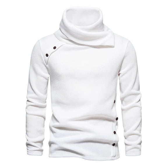 Curuila Mens Sweatshirt Long Sleeve Solid Color High Neck Pullover Sweatshirts Autumn Winter Comfort Pullover Tops Size M