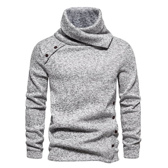 Curuila Mens Sweatshirt Long Sleeve Solid Color High Neck Pullover Sweatshirts Autumn Winter Comfort Pullover Tops Size S
