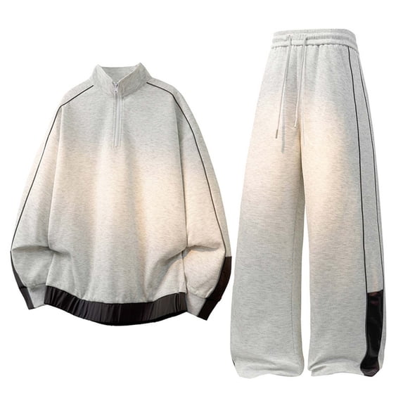 Curuila Mens Sweatsuits 2 Piece Sets With Half Zip Long Sleeve Solid Color Stand Collar Sweatshirt With Sweatpants Everyday Wear Fashionable Tracksuit Size 2Xl