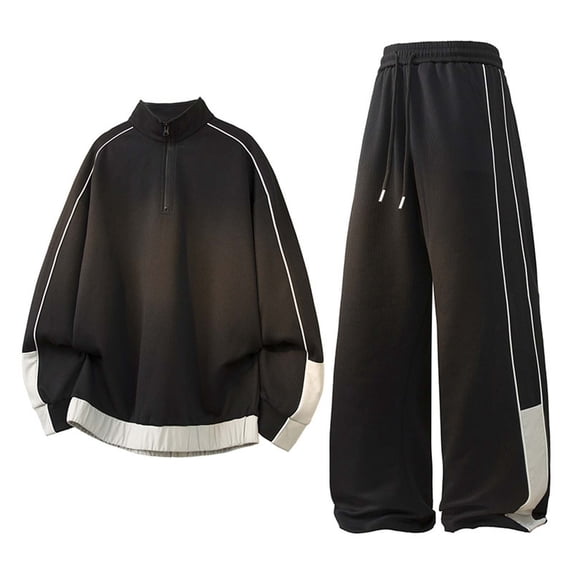Curuila Mens Sweatsuits 2 Piece Sets With Half Zip Long Sleeve Solid Color Stand Collar Sweatshirt With Sweatpants Everyday Wear Fashionable Tracksuit Size L