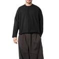 thumbnail image 1 of Curuila Mens T Shirt Long Sleeve Solid Color Crew Neck Pullover For Men Loose Fit Comfortable Tops Black Size L, 1 of 4