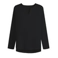 thumbnail image 1 of Curuila Mens T-Shirt Long Sleeve Solid Color V Neck Pullover For Men Loose Fit Casual Tops Black Size L, 1 of 3