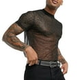 thumbnail image 1 of Curuila Mens Tshirt Short Sleeve Solid Color Mesh Crew Neck Pullover For Men Performance Fashionable Tops Black Size L, 1 of 5