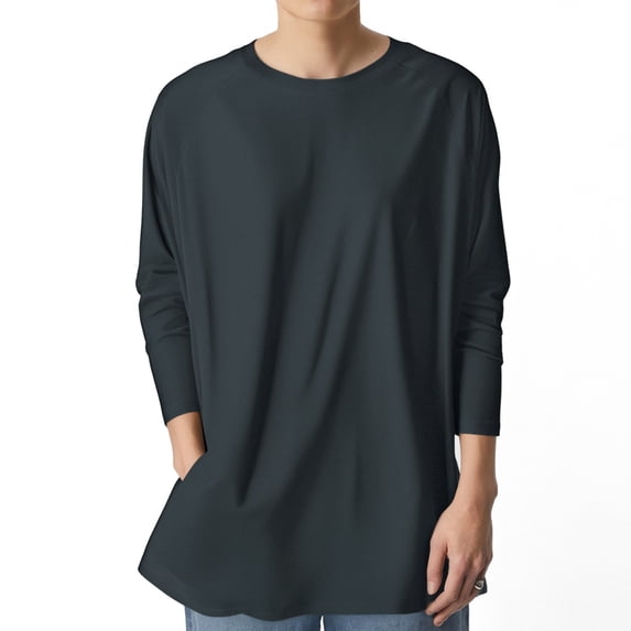 Curuila Mens Tshirts Long Sleeve Solid Color Crew Neck Pullover For Men Loose Fit Comfortable Tops Grey Size M