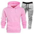 thumbnail image 1 of Curuila Mens Two Piece Set Long Sleeve Solid Color Hoodie Sweatsuit Long Pants 2Pcs Casual Autumn Winter Outfit Set Pink Size Xl, 1 of 3
