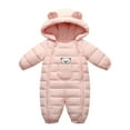 thumbnail image 1 of Curuila Newborn Boys Girls Coat Long Sleeve Solid Outwear Jumpsuit Warm Hooded Long Jacket With Zipper Pink Size 18-24 Months, 1 of 4