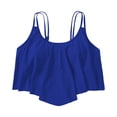 thumbnail image 1 of Curuila Swimsuit For Women Push Up Crew Neck Solid Color Strap Breathable Soft Bikini Top With Ruffled Blue Size L, 1 of 3