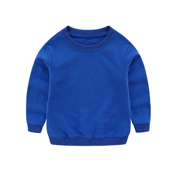 Curuila Toddler Baby Tops Long Sleeve Solid Color Crew Neck Casual Shirt Fall Winter Clothes For Boys Girls Blue Size 1-2 Years